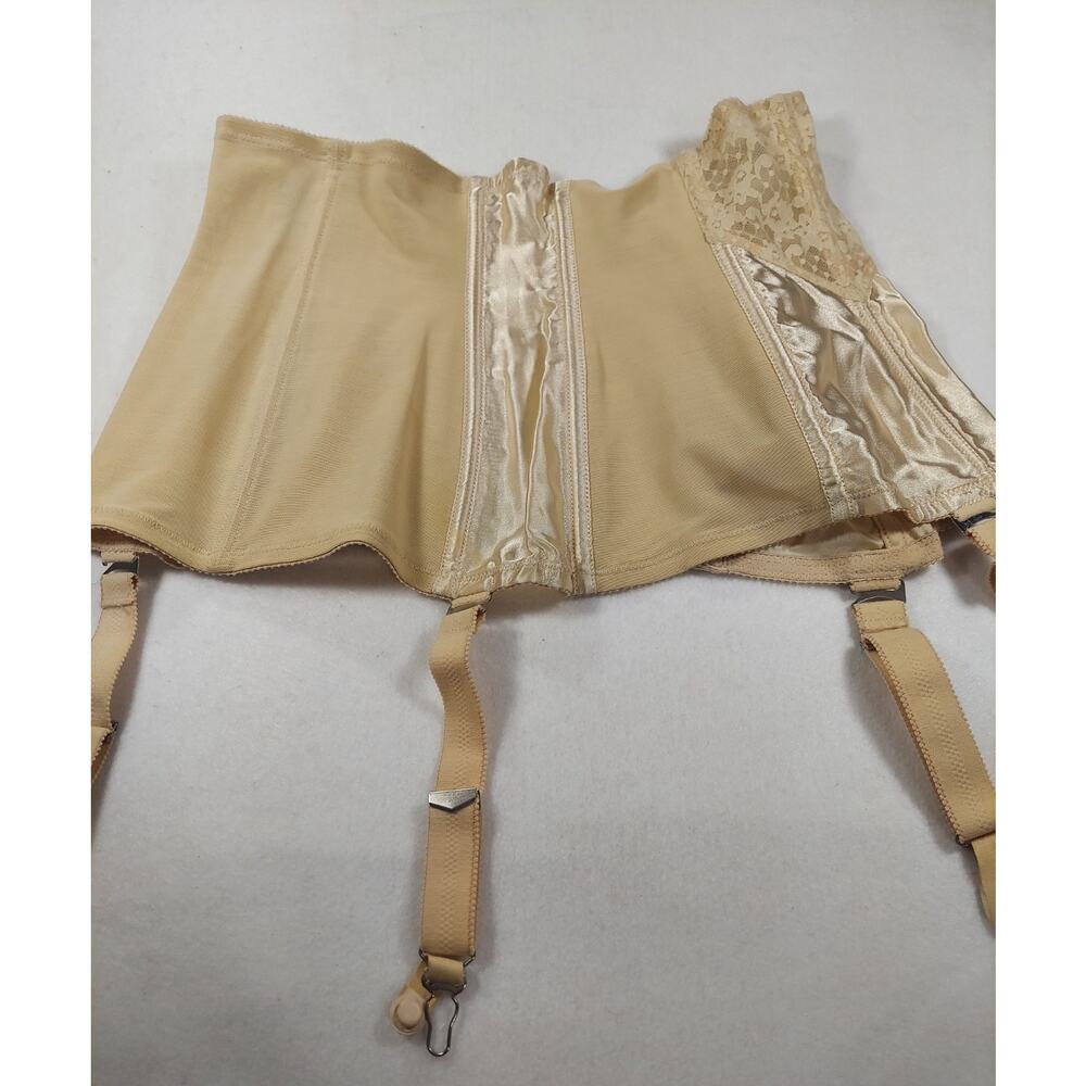 Frederick's Of Hollywood Vtg Satin/Lace Garter Belt 80s Bone Back Waist Trainer